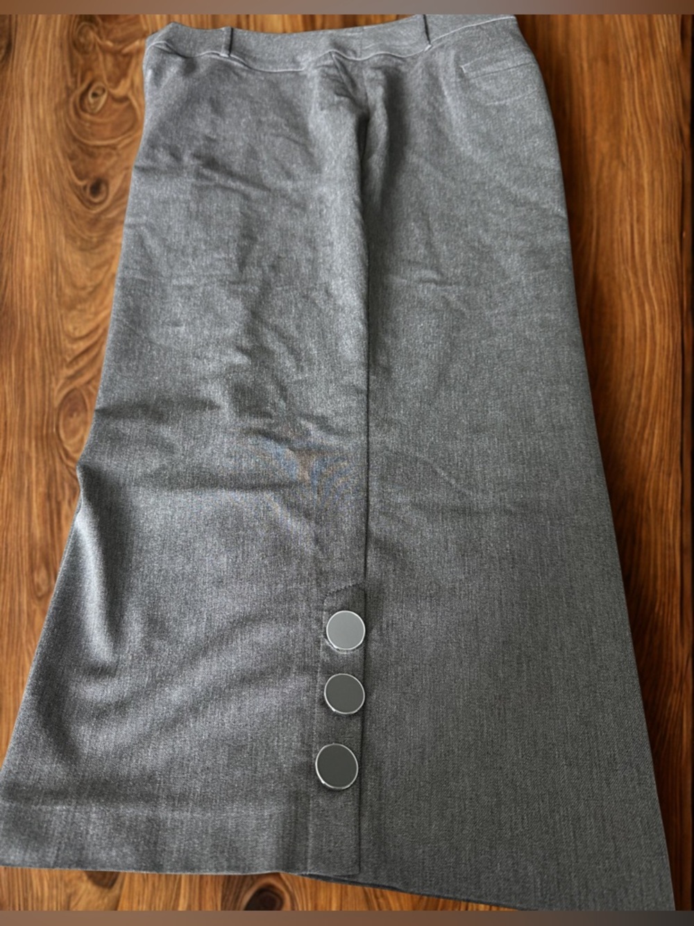 Lane Bryant Wide Leg Capri Pants in Charcoal Gray with Button Detail - Picture 2 of 7